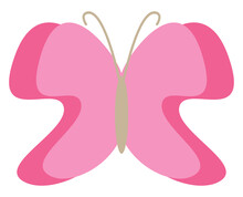 Pink Outdoors Butterfly, Illustration, Vector, On A White Background.
