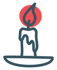 Sticker - Christmas candle, illustration, vector, on a white background.