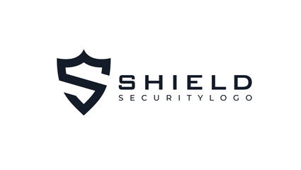 Wall Mural - Initial S shield security logo design template, vector illustration