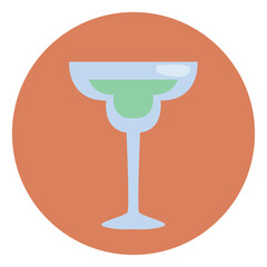 Sticker - Green margarita, illustration, vector, on a white background.