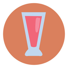 Poster - Pink juice in tall glass, illustration, vector, on a white background.