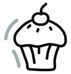 Poster - Muffin with cherry on top, illustration, vector, on a white background.