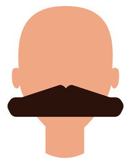 Sticker - Man with big mustaches, illustration, vector, on a white background.