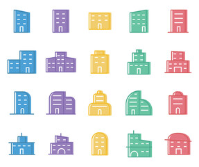 Canvas Print - Colorful buildings, illustration, vector, on a white background.