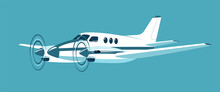 Twin-engine Turboprop Plane Isolated. Vector Illustration.