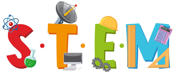 Poster - Colourful STEM education text icon