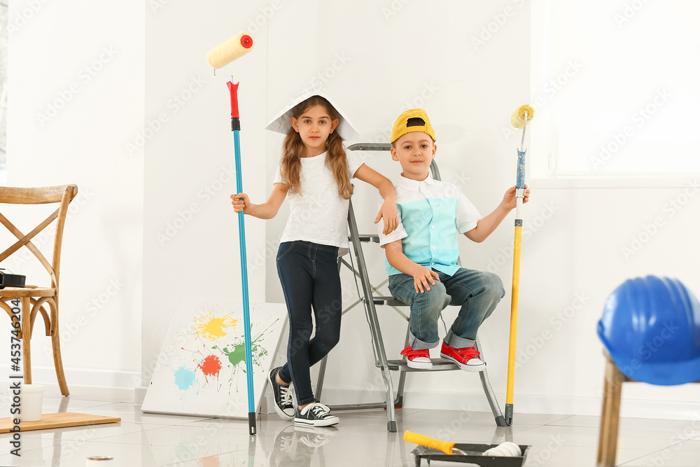 Cute little painters at home