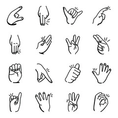 Sticker - Set of Hand Cues Doodle icons with High Quality Graphics 

