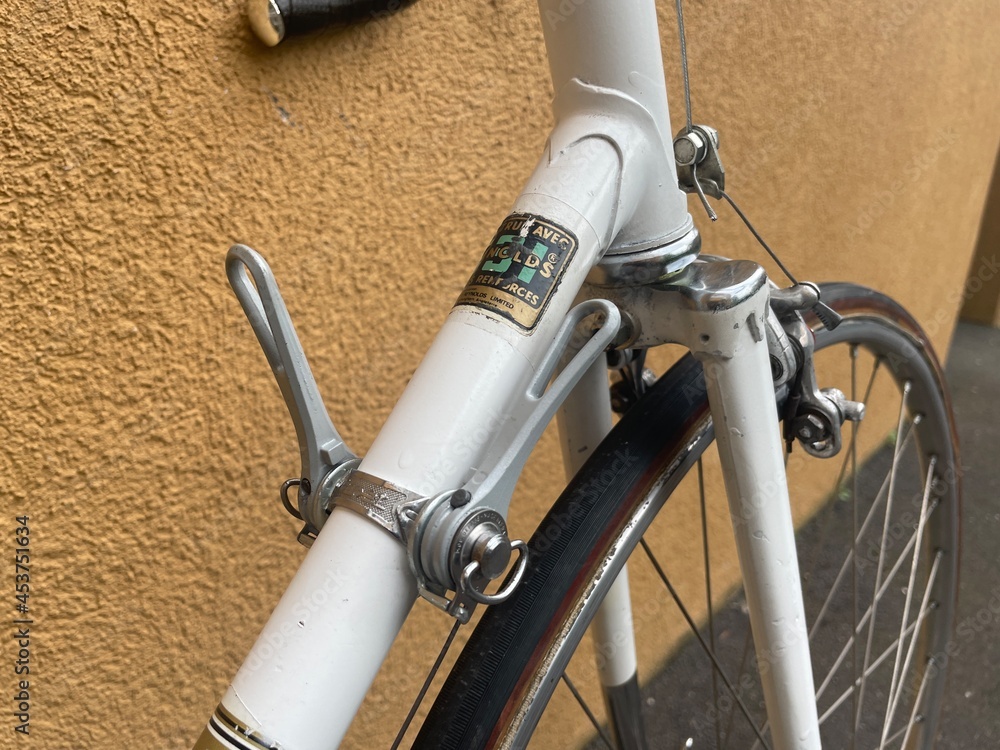 simplex downtube shifters of a vintage peugeot road bike from the 1970 ...