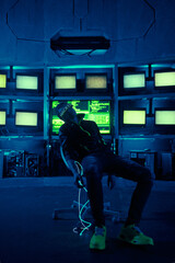 Wall Mural - cyber man has been in virtual reality for too long.
