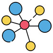 Connected nodes icon, flat design of topology