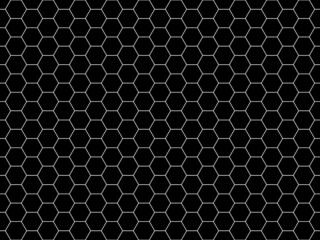 Wall Mural - Hexagons line grid black and white seamless pattern. Vector