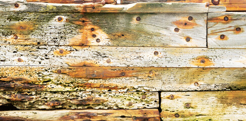 Wall Mural - Old wood texture with natural brown patterns.