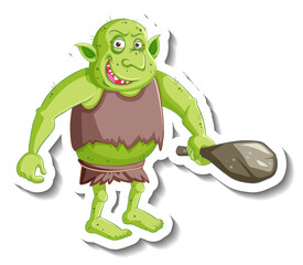 Wall Mural - Green goblin or troll cartoon character sticker