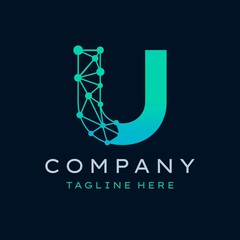 Letter U Molecule Logo, Bio tech Connect Dots Science Technology Logo Design Vector