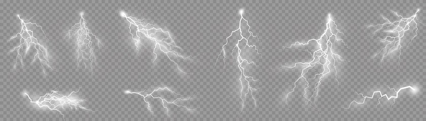 Wall Mural - set of zippers, thunderstorm and effect lightning.