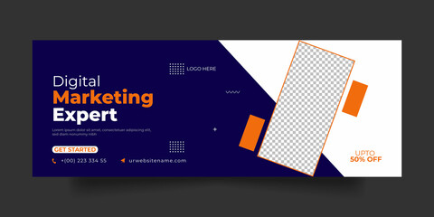 Digital marketing facebook cover social media post and banner template
