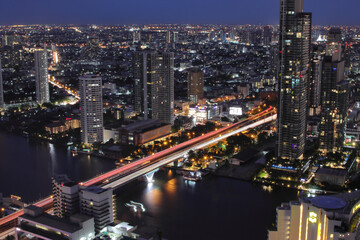 Sticker - The Cityscape of Bangkok Thailand in the Night