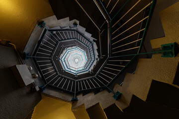 Aufkleber - Interior view od modern spiral stairway. Building abstract background