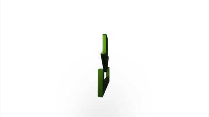 Poster - Green download icon flipping, rotation. Elegant 3d realistic light render. Seamless loop animation video