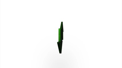 Poster - Green exchange arrow transfer icon flipping, rotation. Elegant 3d realistic light render. Seamless loop animation video