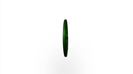 Poster - Green earth globe and shield with checkmark icon flipping, rotation. Elegant 3d realistic light render. Seamless loop animation video