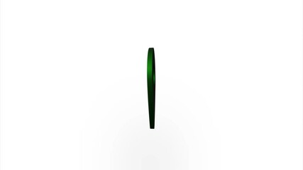 Fototapete - Green GPS location pointer icon flipping, rotation. Elegant 3d realistic light render. Seamless loop animation video