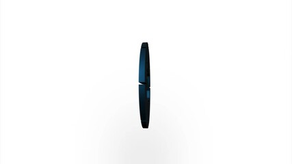 Poster - Blue planet web symbol icon flipping, rotation. Elegant 3d realistic light render. Seamless loop animation video