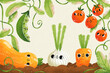 Farm fresh vegetables with cute cartoon faces, illustration