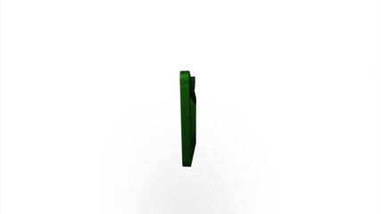 Poster - Green shopping basket icon flipping, rotation. Elegant 3d realistic light render. Seamless loop animation video