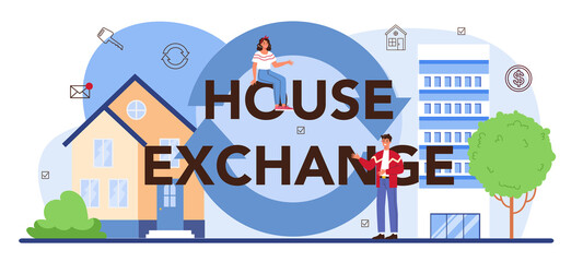 Wall Mural - House exchange typographic header. Real estate agency,