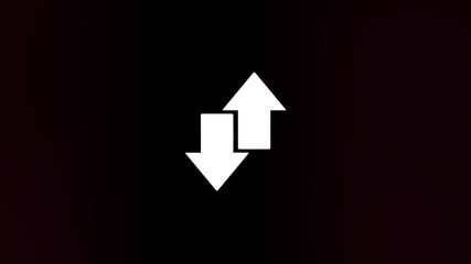 Poster - Exchange arrow transfer icon with glitch art effect. Retro futurism 80s 90s dynamic wave style. Video signal damage with tv noise and old screen interference. Loop 4k