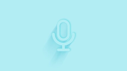 Aufkleber - Animated microphone icon with shadow on blue background. Neumorphism minimal style. Transparent background. 4K video motion graphic animation.