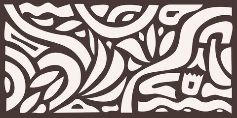 Wall Mural - Minimalist horizontal abstract hand drawn pattern. Modern vector print.	