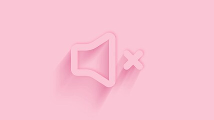 Aufkleber - Animated speaker mute icon with shadow on pink background. Neumorphism minimal style. Transparent background. 4K video motion graphic animation.