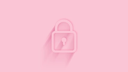 Aufkleber - Animated padlock icon with shadow on pink background. Neumorphism minimal style. Transparent background. 4K video motion graphic animation.