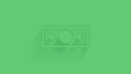 Poster - Animated banknote dollar icon with shadow on green background. Neumorphism minimal style. Transparent background. 4K video motion graphic animation.