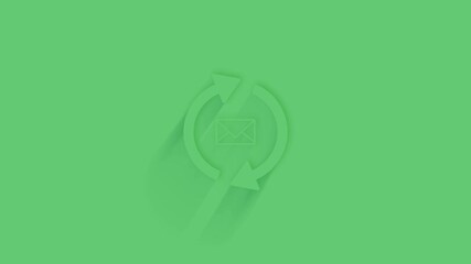 Poster - Animated outgoing and incoming message sign icon with shadow on green background. Neumorphism minimal style. Transparent background. 4K video motion graphic animation.