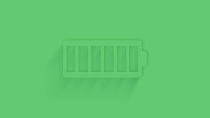 Aufkleber - Animated battery icon with shadow on green background. Neumorphism minimal style. Transparent background. 4K video motion graphic animation.