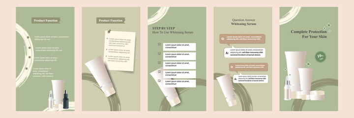 Wall Mural - BOTANICALMinimal modern fashion and beauty social media story or stories banner collection kit in green color. Including sale, product display, tips template layout design with brush line elements.