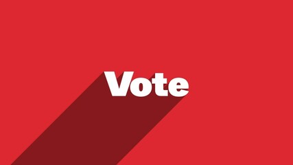 Aufkleber - VOTE white letters with shadow moving banner animation on red background. 4K Video motion graphic animation.