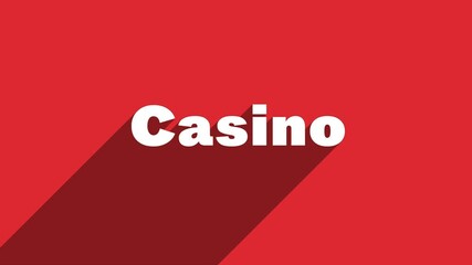 Poster - CASINO white letters with shadow moving banner animation on red background. 4K Video motion graphic animation.