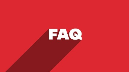 Aufkleber - FAQ white letters with shadow moving banner animation on red background. 4K Video motion graphic animation.