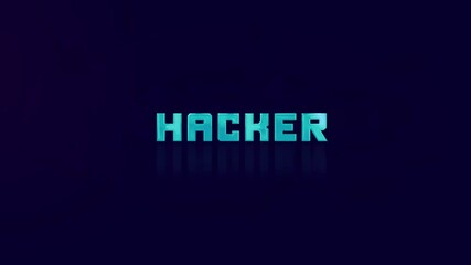 Leinwandbilder - Animation of retro HACKER text glitching on blue background. Old tv glitch interference screen. 4K Video motion graphic animation.