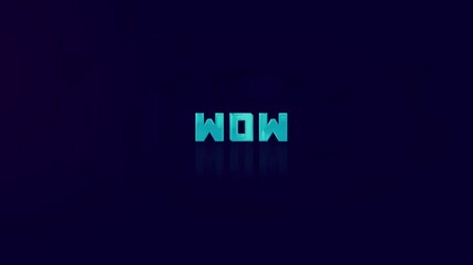 Leinwandbilder - Animation of retro WOW text glitching on blue background. Old tv glitch interference screen. 4K Video motion graphic animation.