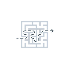 Canvas Print - maze with route icon. clipart image isolated on white background