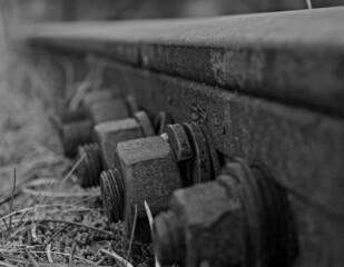 MACRO TORNILLO VIA DE TREN BLANCO Y NEGRO