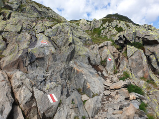 Wall Mural - Rocky hiking trail high up