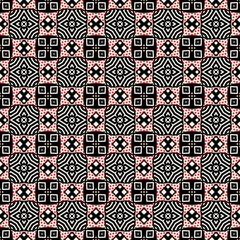 Wall Mural - Seamless Geometric Black Red and Cream Pattern Illustration