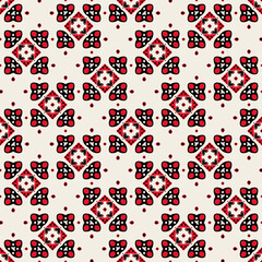 Wall Mural - Seamless Geometric Black Red and Cream Pattern Illustration